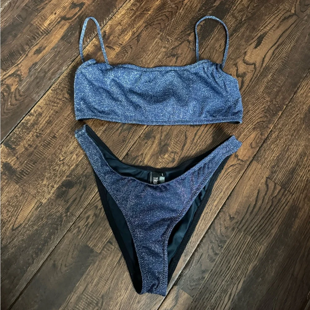 triangl swimwear Shimmery Navy Blue Bikini Set